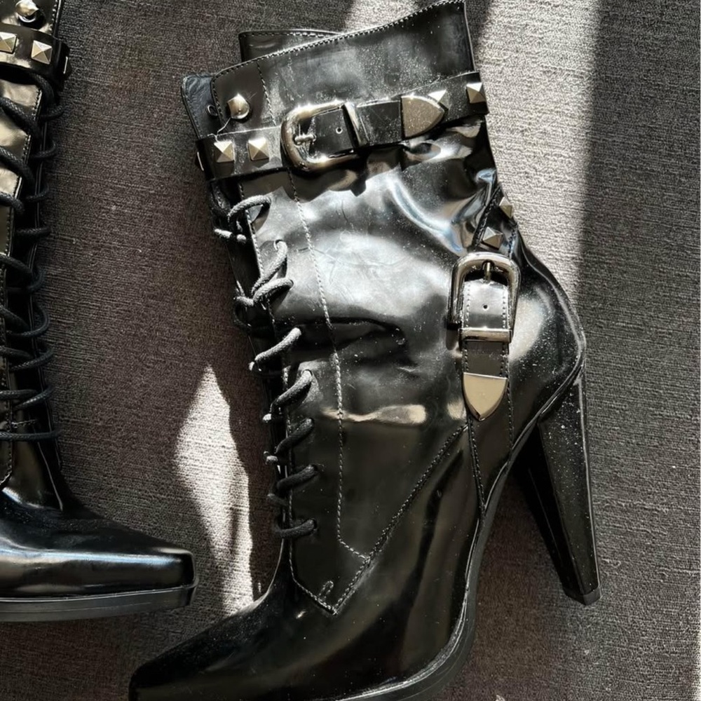 Black Patent Leather Ankle Boots